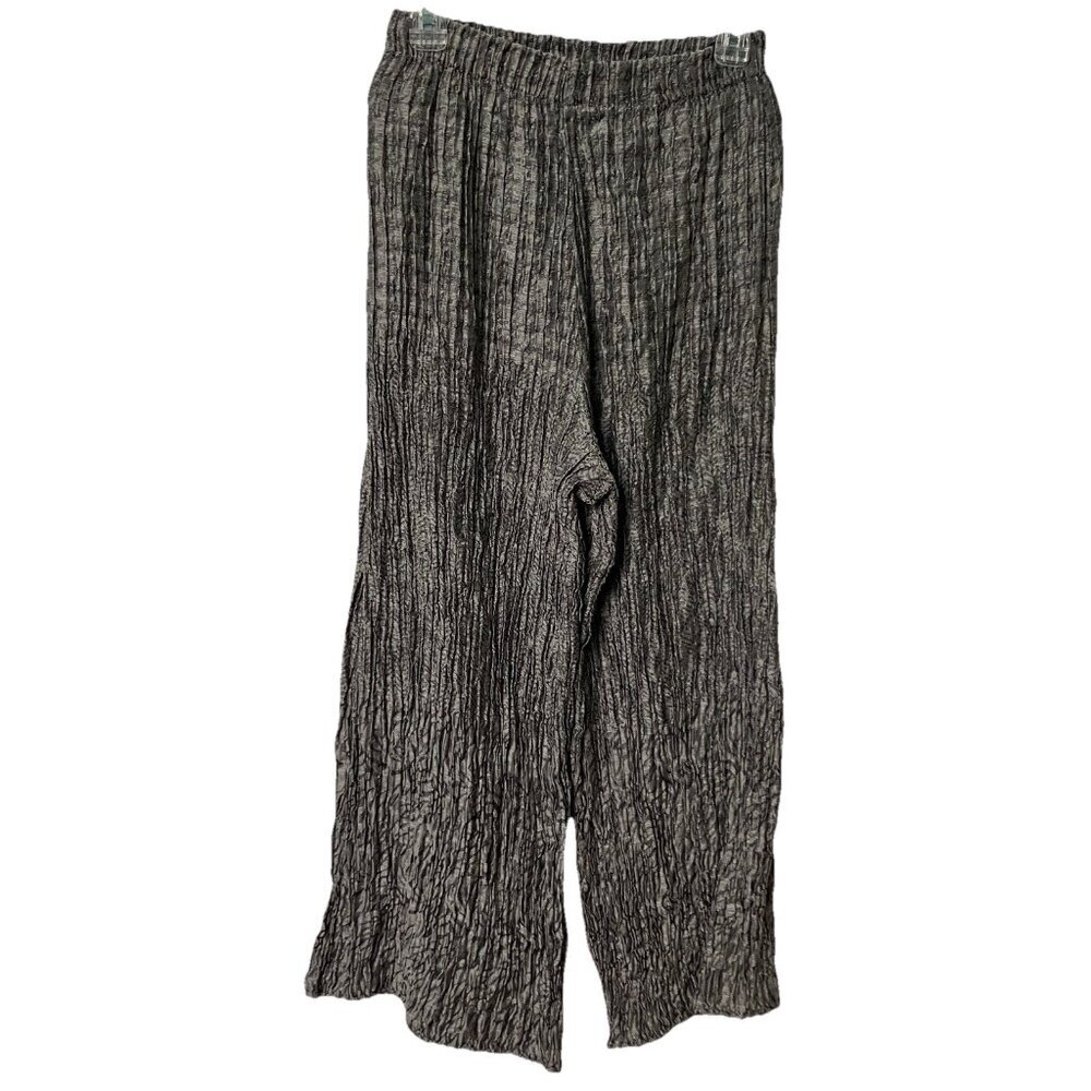 IGOR Alec Pants Womens 8 Dobranic Artsy Wide Leg Linen Crinkle Cropped Lagenlook